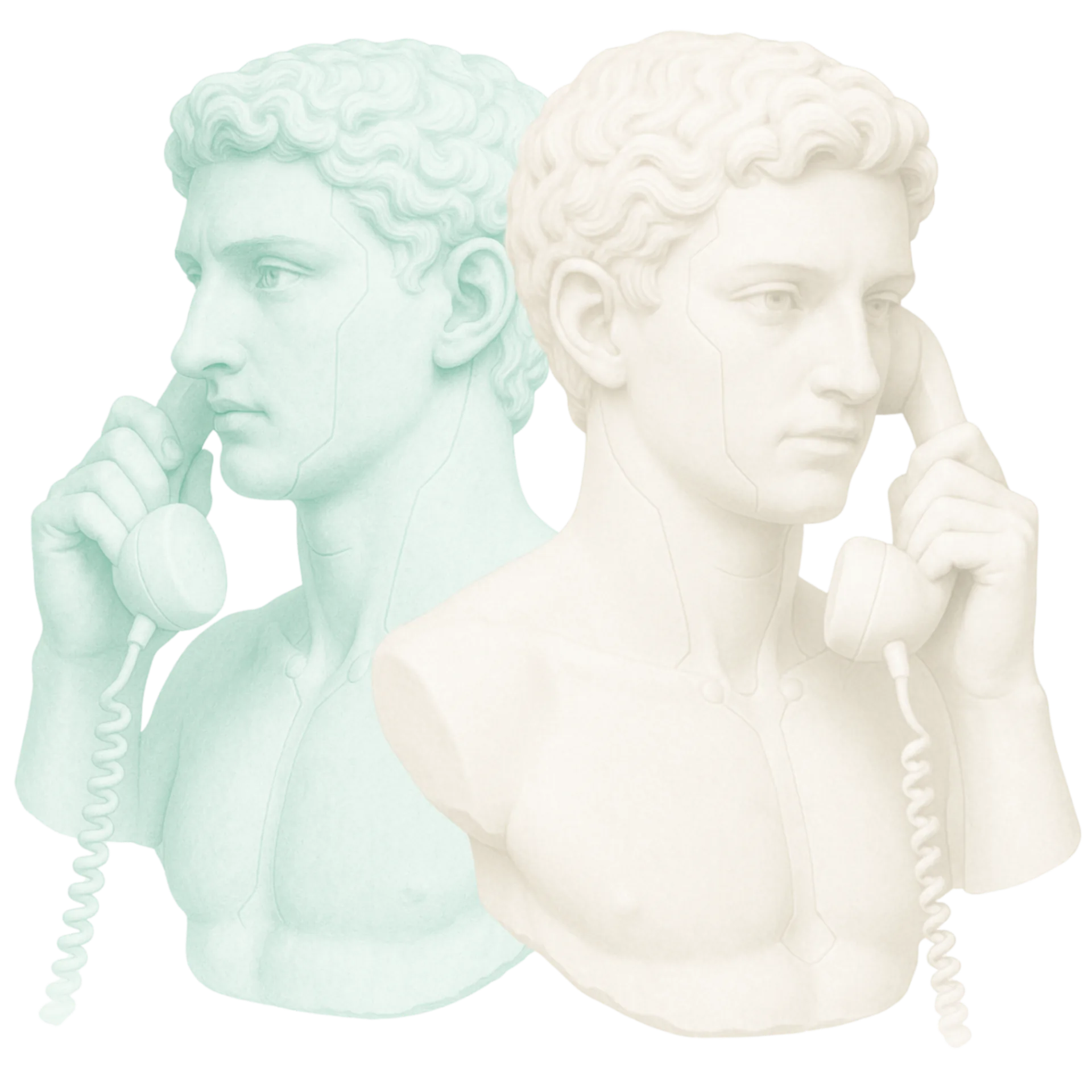 Ilustración de contacto de DocuTray, bustos con teléfonos
